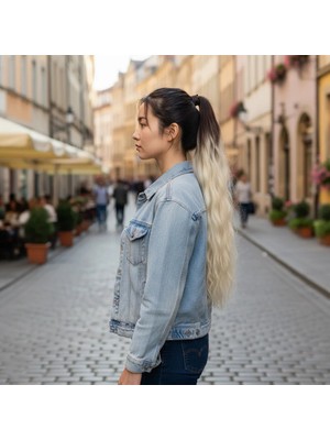 Uravas Store Lastik Tokalı At Kuyruğu Su Daalı / Kumral / Platin Ombre