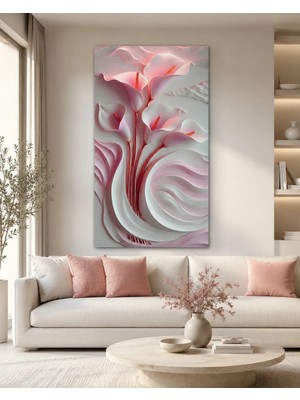 Ftr Malzemecim Premium Pembe Gala Çiçekleri Modern Kanvas Tablo