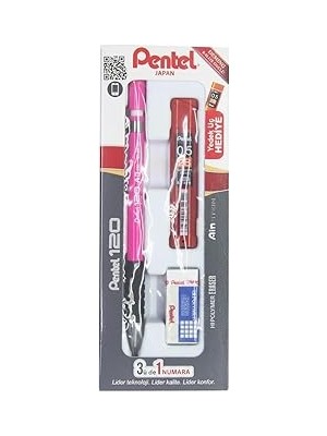 Uravas Store Pentel A315-3AS 120A3 Pentel A315-3AS (0.5mm) 120A3 3'lü Okul Seti - (Kalem+Silgi+Hediye Min)