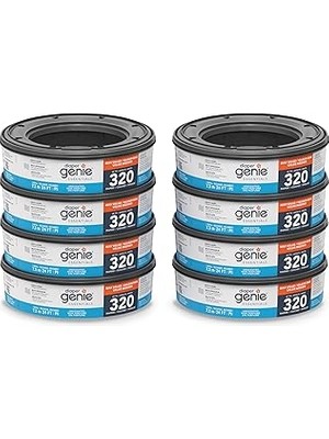 Uravas Store Diaper Genie Essentials Yuvarlak Yedek 8'li Paket | 2560&APOS;A Kadar Yenidoğan Bezi Tutar | Kokusuz Sürekli Film Içerir | Bebek Bezi Genie Komple ve Ifade Kovaları ile Uyumlu