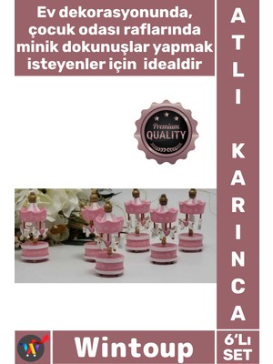 Wintoup #atlıkarınca Hediyelik Dekoratif Bebek Şekeri Mevlüt Obje Şık 6'lı Açık Pembe Ufak Atlı Karınca