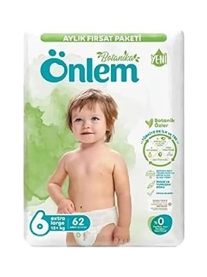 Uravas Store Önlem Botanika 6 Numara Extra Large Bebek Bezi Fırsat Paketi 62 Adet