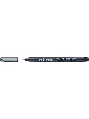 Uravas Store Pentel Pointliner S20P-05A, Fineliner, Siyah, Suya Dayanıklı ve Solmaz, 0,05 mm