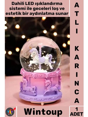Wintoup #karküresi Pilli Işıklı Karlı Dekoratif Hediyelik Nostalji Estetik Atlı Karınca Kar Küresi Orta Boy