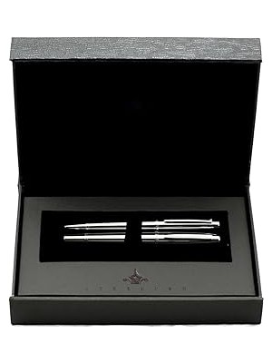 Uravas Store Steelpen World Serisi 2715 Parlak Krom Dolma Kalem+Tükenmez Kalem Seti