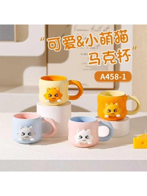 Uravas Store Mıknatıslı Kedi Motifli Seramik Kupa Bardak