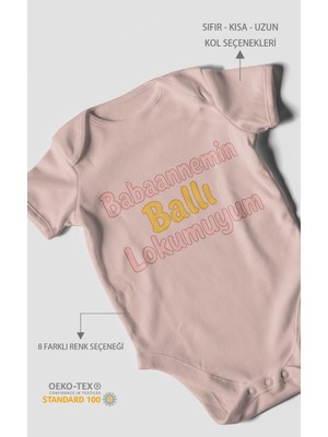 Morivo Kids Babaannemin Ballı Lokumuyum Kısa Kollu Bebek Body %100 Pamuk