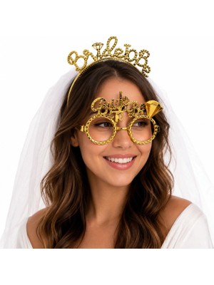 Uravas Store Bride To Be Gold Taç ve Parti Gözlüğü Seti