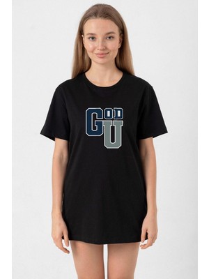 Gen V Godolkin University Abbreviation Siyah Kadın Oversize Tshirt