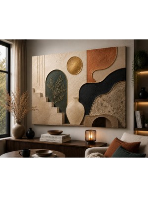 Premium Zümrüt Art Deco Işınlar Kanvas Tablo