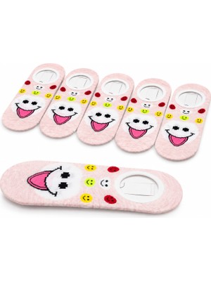 Çocuk İşleri Happy Smile Pembe Desenli Babet Çorap 36-40 (5 Çift)