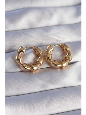 Uravas Store Pirinç Gold Renk Damla Kıvrım Tasarımlı Halka Küpe