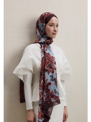 Fresh Scarfs Wild Flora Desen İpek Krep Şal Erik Çürüğü