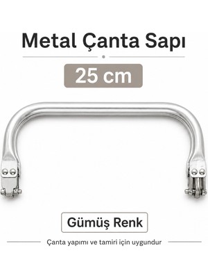 Velanee 25 cm Metal Gizli Burs Çanta Sapı Gümüş Renk
