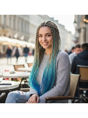 Uravas Store Afrika Örgüsü ve Rasta Için Sen Ombreli  / Platin / Turkuaz Mi / Koyu Mi