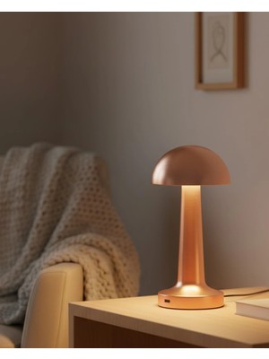Uravas Store Bronz Dokunmatik Masa Lambası 3 Renk LED Şarjlı Kablosuz USB Çıkışlı