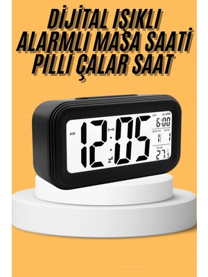 Uravas Store Dijital Masa Saati Takvim Çalar Saat Alarmlı Işıklı LED Ekran Pilli