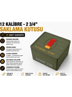 Memania Co 12 Kalibre 2-3/4 Fişek Saklama Kutusu – 25’li Dayanıklı Ammo Box 12 Kalibre (Siyah) Mühimmat Kutusu