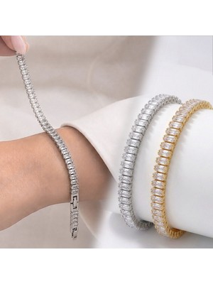 Beycen Aksesuar 5mm Beyaz Zirkon Taşlı Ayarlanabilir Su Yolu Kadın Bileklik 3902KBV4D3