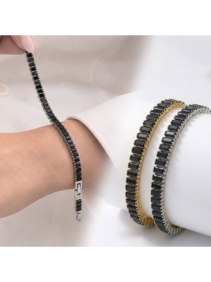 Beycen Aksesuar 5mm Siyah Zirkon Taşlı Ayarlanabilir Su Yolu Kadın Bileklik 3902KBV4D2