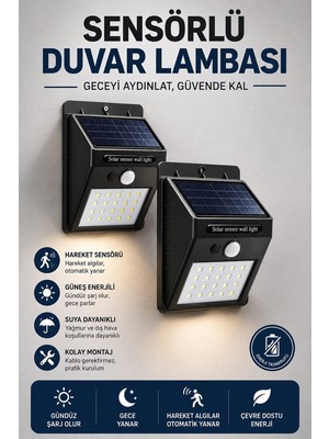 Solar Sensörlü Duvar Lambası Bahçe Lamba 20 LED Işık - SPTROT8333-1799