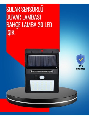 Solar Enerjiyle Çalışan IP65 Su Geçirmez 20 LED Duvar Lambası - SPTROT1641-5131