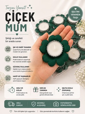 Kuzey Aksesuar El Mumu, 1 Paket (12 Adet) Düğün, Kına Gecesi, Kına Mumu, Bride, Sünnet, Bekarlığa Veda