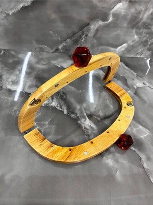 Velanee 24 cm Doğal Ahşap Çanta Bursu Bordo Taşlı Model 1 Adet