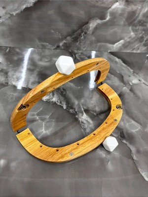 Velanee 24 cm Doğal Ahşap Çanta Bursu Beyaz Taşlı Model 1 Adet