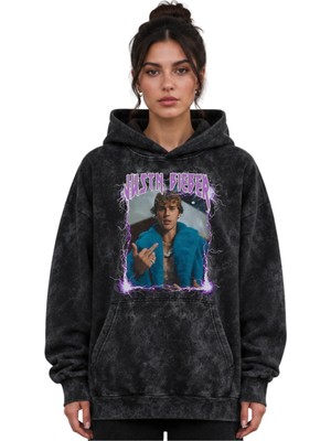 Sevbano Justin Bieber Şarkıcı Baskılı Unisex Oversize Yıkamalı Premium Hoodie Sweatshirt