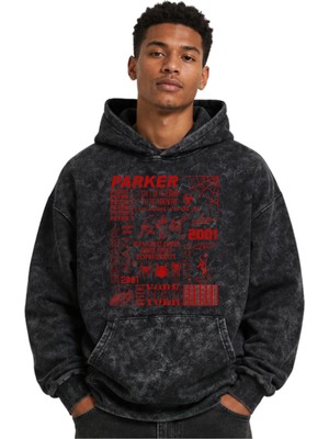Sevbano Spiderman Örümcek Adam Film Kahramanı Baskılı Unisex Oversize Yıkamalı Premium Hoodie Sweatshirt