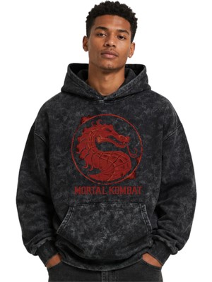 Sevbano Mortal Kombat Film Baskılı Unisex Oversize Yıkamalı Premium Hoodie Sweatshirt