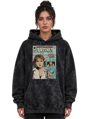 Sevbano Britney Spears Şarkıcı Baskılı Unisex Oversize Yıkamalı Premium Hoodie Sweatshirt