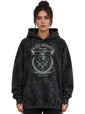 Sevbano Black Sabbath Rock Metal Müzik Grubu Baskılı Unisex Oversize Yıkamalı Premium Hoodie Sweatshirt