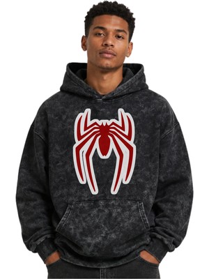 Sevbano Spiderman Örümcek Adam Film Kahramanı Baskılı Unisex Oversize Yıkamalı Premium Hoodie Sweatshirt