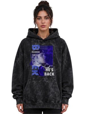 Sevbano Justin Bieber Şarkıcı Baskılı Unisex Oversize Yıkamalı Premium Hoodie Sweatshirt