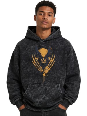 Sevbano Wolverine Film Kahramanı Baskılı Unisex Oversize Yıkamalı Premium Hoodie Sweatshirt