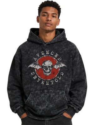 Sevbano Avenged Sevenfold Rock Metal Müzik Grubu Baskılı Unisex Oversize Yıkamalı Premium Hoodie Sweatshirt