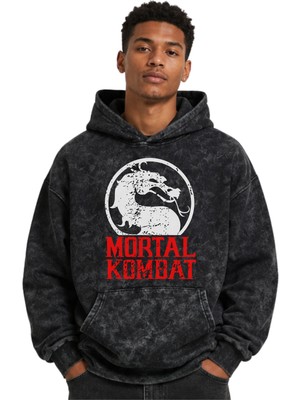 Sevbano Mortal Kombat Film Baskılı Unisex Oversize Yıkamalı Premium Hoodie Sweatshirt