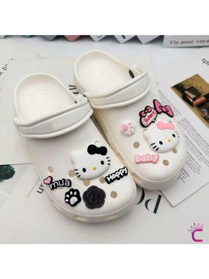 Cinderella 10'lu Mua Hello Kitty Çocuk Terlik Süsü Seti Jibbitz - Cross Plaj Çanta Charm Terlik Süsleri Crocks