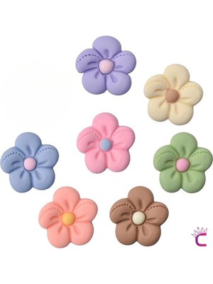 Cinderella 7'li Soft Renkli Çiçekli Crocs Uyumlu Terlik Süsü Seti Jibbitz - Cross Terlik Süsleri Crocks Charm Takı Aksesuar