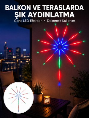 Marsilyan Uygulama Destekli Rgb LED Havai Fişeek Duvar Aydınlatması Yeni Nesil
