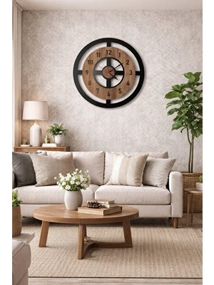 Nomikase Modern Siyah Ceviz Mdf Dekoratif Sessiz Duvar Saati