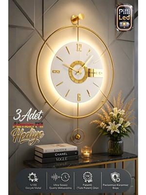 Nomikase Elit Quartz Mekanizmali LED Pilli Duvar