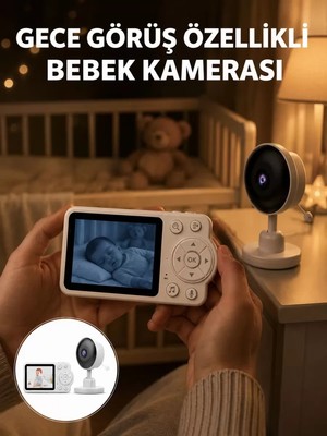 Asil Sepet Asiltech Gece Görüşlü Kablosuz Bebek Monitörü Ağlama ve Hareket Algılama Yeni Nesil