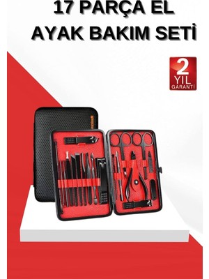 17 Parça Manikür Seti El ve Ayak Bakımı Törpü Cımbız Tırnak Temizleme
