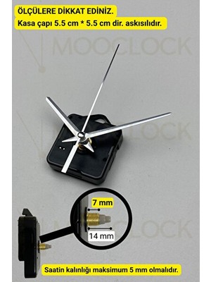 Nomikase Sessiz Çalışan Duvar Saati Mekanizması, 14 mm Şaft