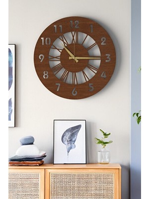 Nomikase Modern Dekoratif Ahşap Duvar Saati - 48 cm