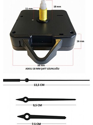 Nomikase Sessiz Askılı Duvar Saati Mekanizması - 18 mm Askı ve Güçlü Tasarım