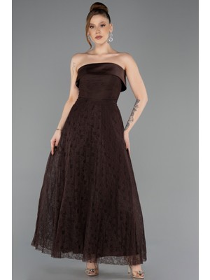 Abiyefon Straplez Midi Dantel Davet Elbisesi ABK2538